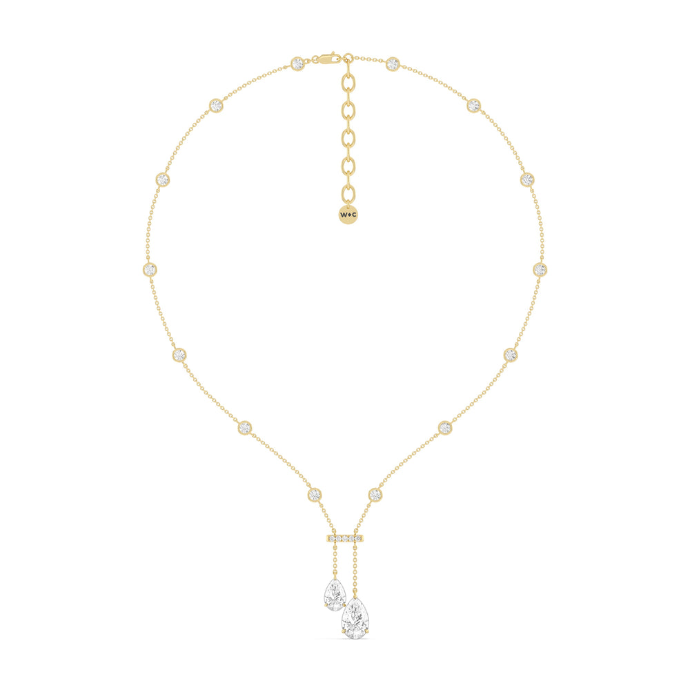 Pear Drop Station Necklace with 18KT Yellow Gold / Lab / 8 3/4 Cut Diamond in 14KT Yellow Gold / Lab / 8 3/4 view 2
