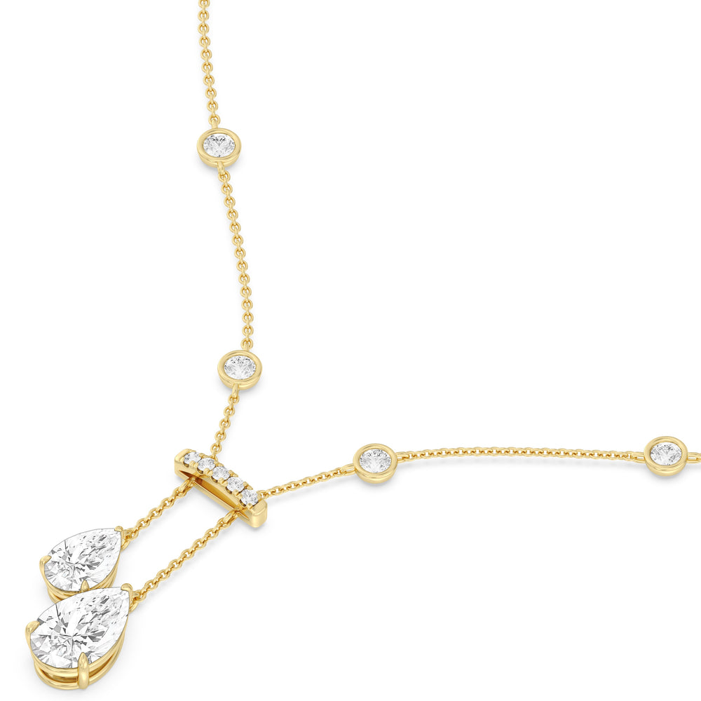 Pear Drop Station Necklace with 18KT Yellow Gold / Lab / 8 3/4 Cut Diamond in 14KT Yellow Gold / Lab / 8 3/4 view 3

