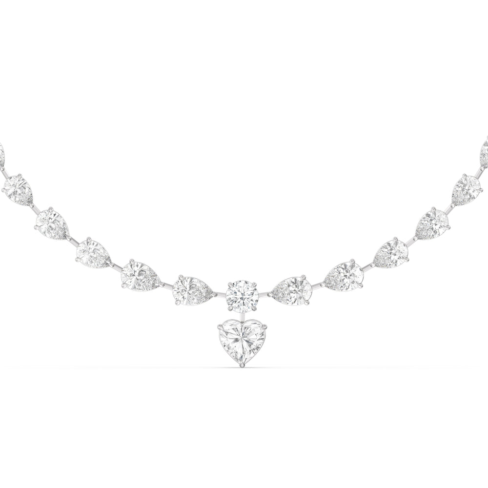 Graduating Pears Heart Dangle Necklace with 18KT White Gold / Lab / 28 3/4 Cut Diamond in 14KT White Gold / Lab / 28 3/4 view 1
