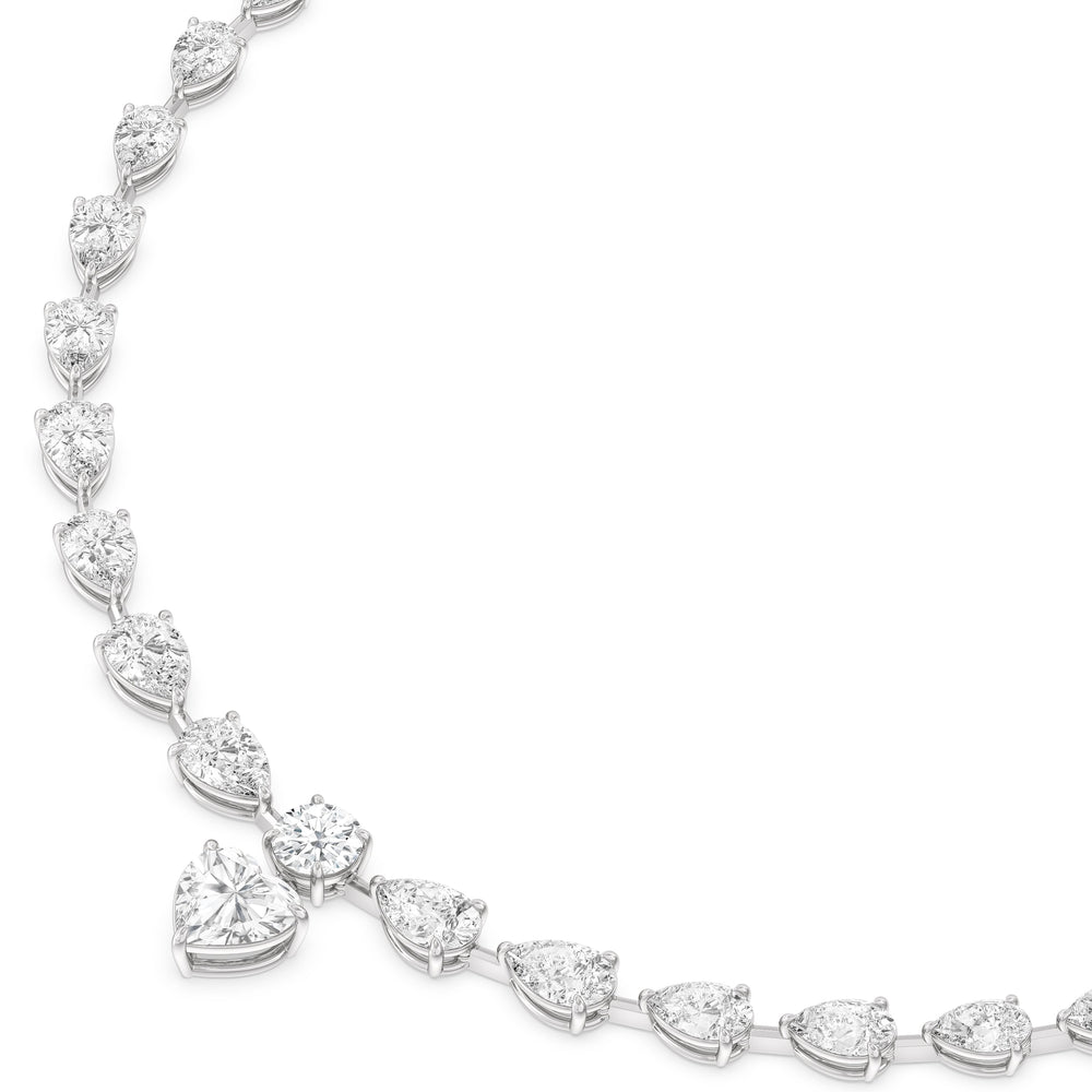 Graduating Pears Heart Dangle Necklace with 18KT White Gold / Lab / 28 3/4 Cut Diamond in 14KT White Gold / Lab / 28 3/4 view 3
