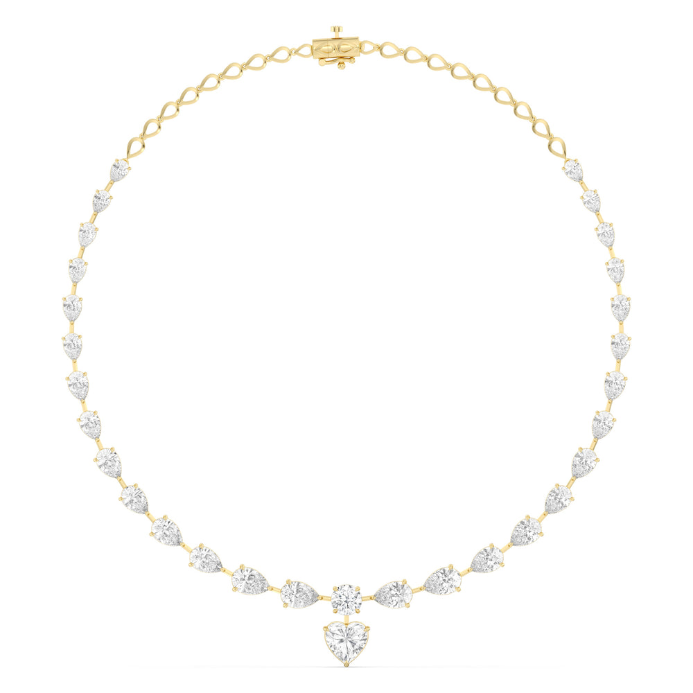 Graduating Pears Heart Dangle Necklace with 18KT Yellow Gold / Lab / 28 3/4 Cut Diamond in 14KT Yellow Gold / Lab / 28 3/4 view 3
