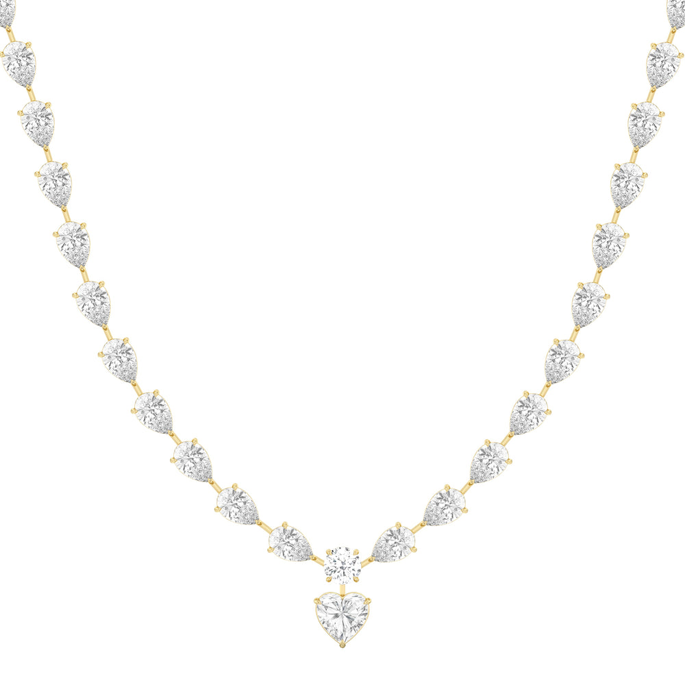 Graduating Pears Heart Dangle Necklace with 18KT Yellow Gold / Lab / 28 3/4 Cut Diamond in 14KT Yellow Gold / Lab / 28 3/4 view 2
