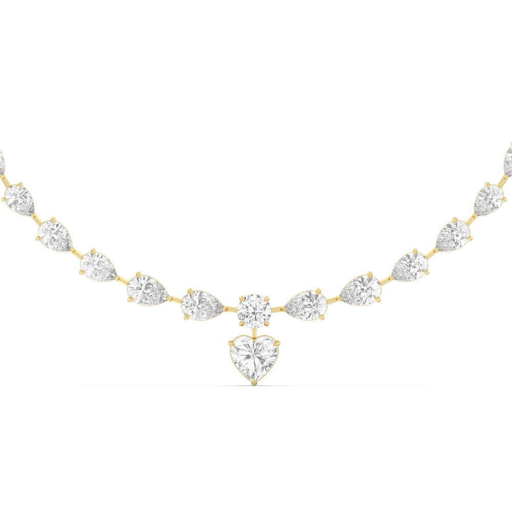 Graduating Pears Heart Dangle Necklace with 18KT Yellow Gold / Lab / 28 3/4 Cut Diamond in 14KT Yellow Gold / Lab / 28 3/4 view 1

