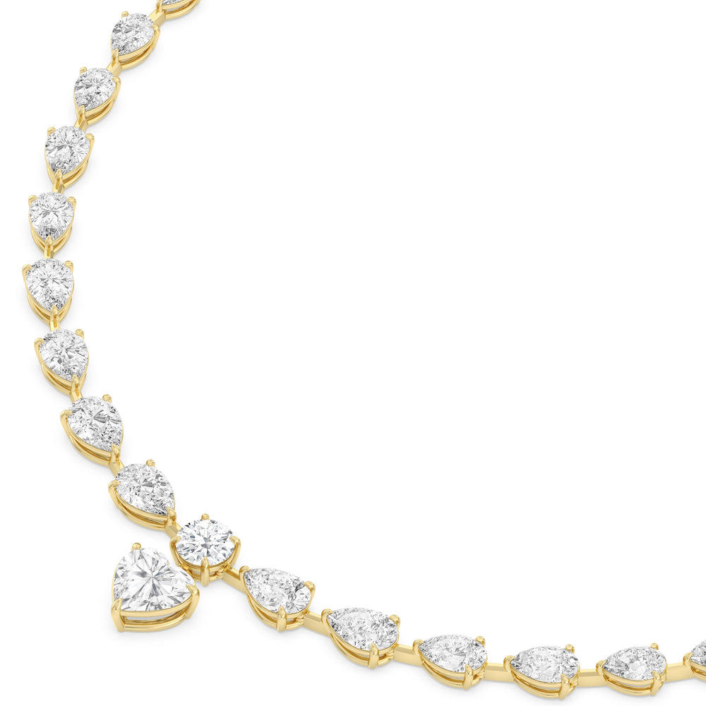 Graduating Pears Heart Dangle Necklace with 18KT Yellow Gold / Lab / 28 3/4 Cut Diamond in 14KT Yellow Gold / Lab / 28 3/4 view 4
