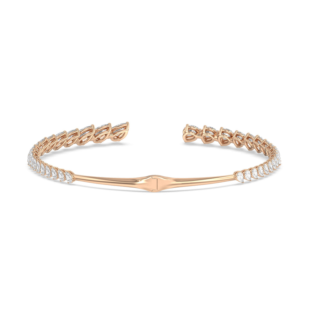 Graduating Pear Cuff Necklace with 18KT Rose Gold / Lab / 47 Cut Diamond in 14KT Rose Gold / Lab / 47 view 3
