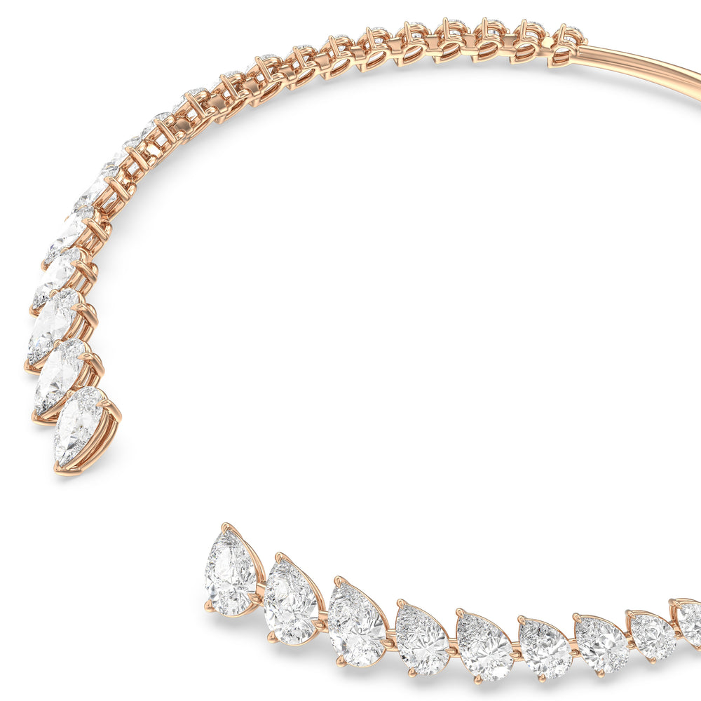 Graduating Pear Cuff Necklace with 18KT Rose Gold / Lab / 47 Cut Diamond in 14KT Rose Gold / Lab / 47 view 2
