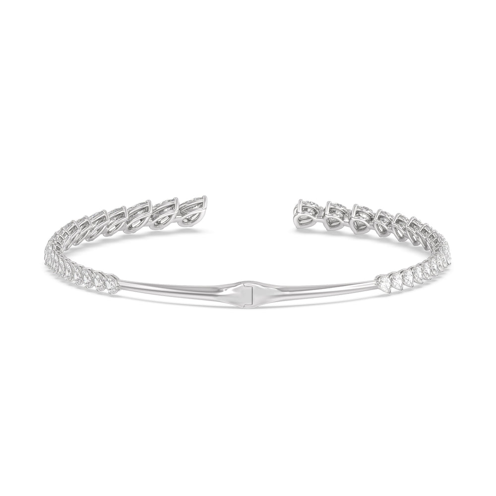 Graduating Pear Cuff Necklace with 18KT White Gold / Lab / 47 Cut Diamond in 14KT White Gold / Lab / 47 view 3
