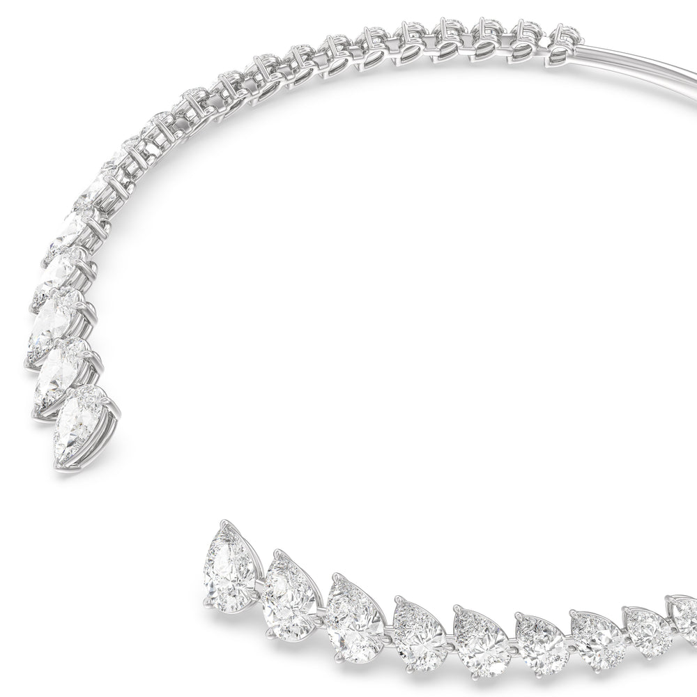 Graduating Pear Cuff Necklace with 18KT White Gold / Lab / 47 Cut Diamond in 14KT White Gold / Lab / 47 view 2
