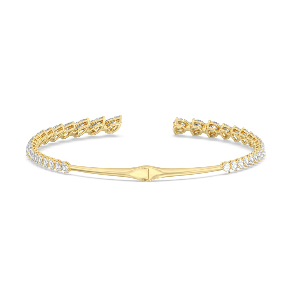 Graduating Pear Cuff Necklace with 18KT Yellow Gold / Lab / 47 Cut Diamond in 14KT Yellow Gold / Lab / 47 view 3
