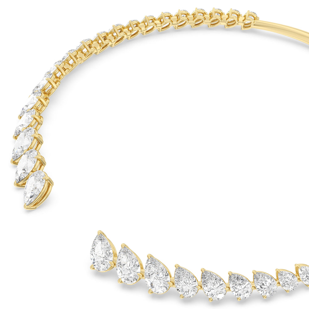 Graduating Pear Cuff Necklace with 18KT Yellow Gold / Lab / 47 Cut Diamond in 14KT Yellow Gold / Lab / 47 view 2
