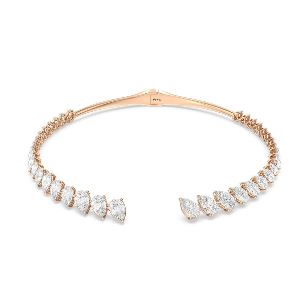 Graduating Pear Cuff Necklace with 18KT Rose Gold / Lab / 47 Cut Diamond in 14KT Rose Gold / Lab / 47 view 1
