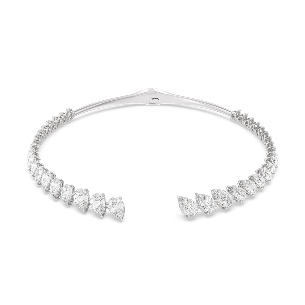Graduating Pear Cuff Necklace with 18KT White Gold / Lab / 47 Cut Diamond in 14KT White Gold / Lab / 47 view 1
