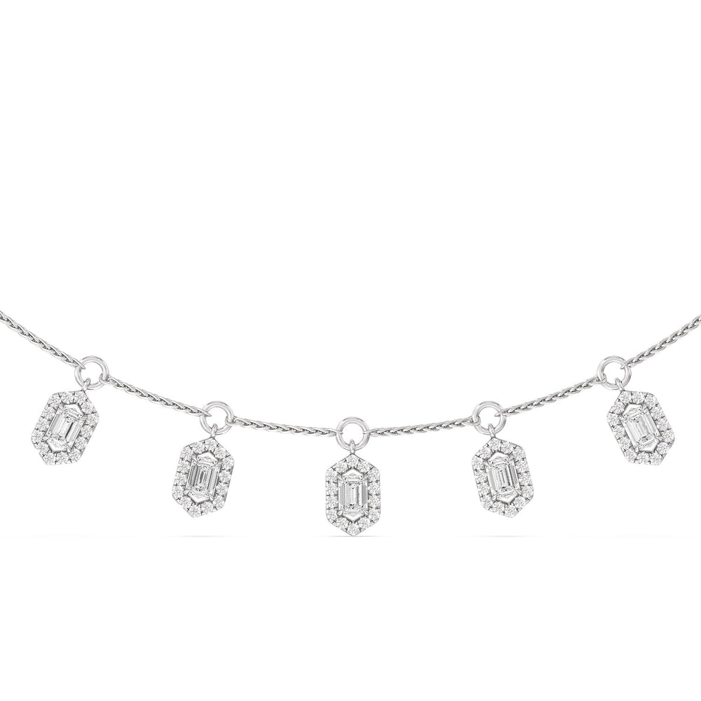 Halo Station Diamond Necklace with 18KT White Gold / Lab / 3 1/4 Cut Diamond in 14KT White Gold / Lab / 3 1/4 view 1
