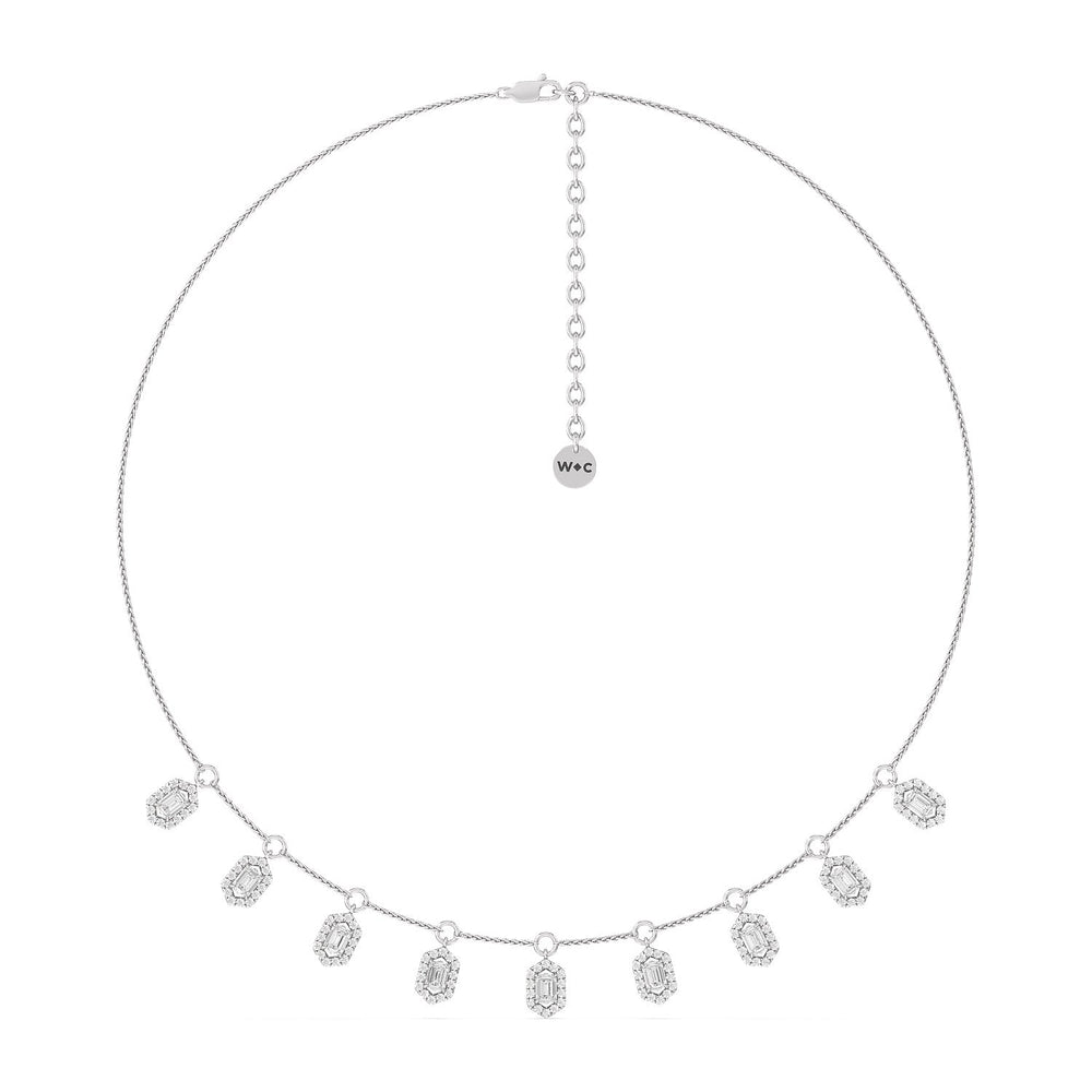Halo Station Diamond Necklace with 18KT White Gold / Lab / 3 1/4 Cut Diamond in 14KT White Gold / Lab / 3 1/4 view 4
