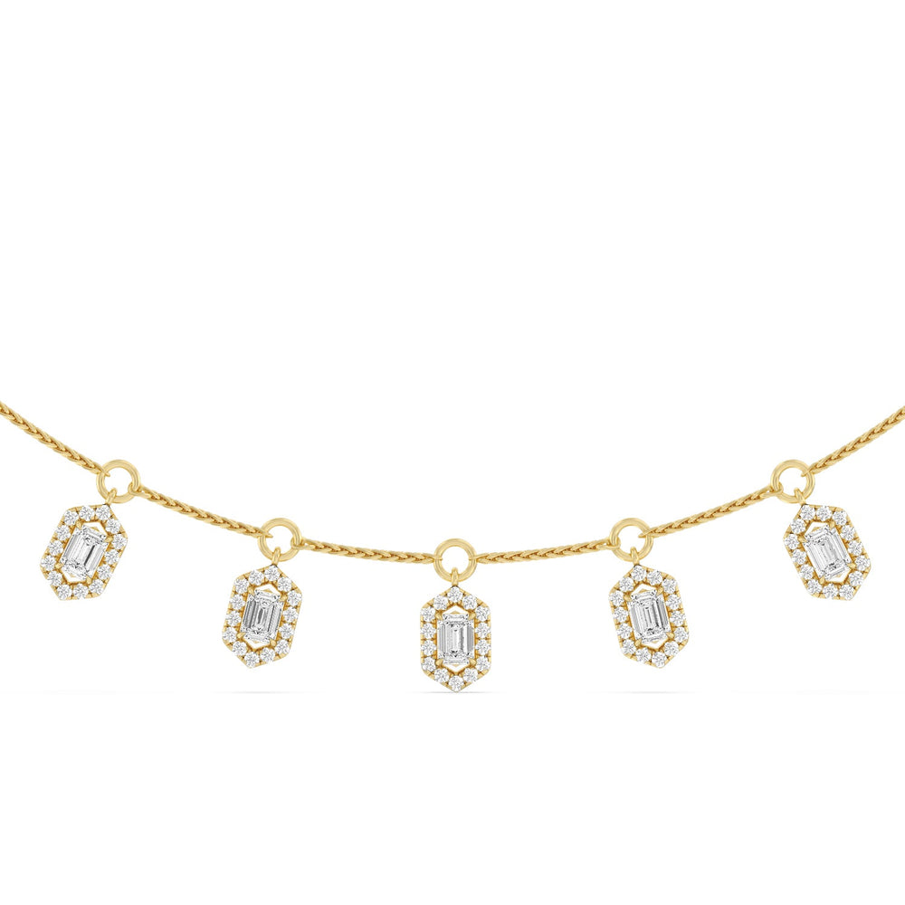 Halo Station Diamond Necklace with 18KT Yellow Gold / Lab / 3 1/4 Cut Diamond in 14KT Yellow Gold / Lab / 3 1/4 view 1
