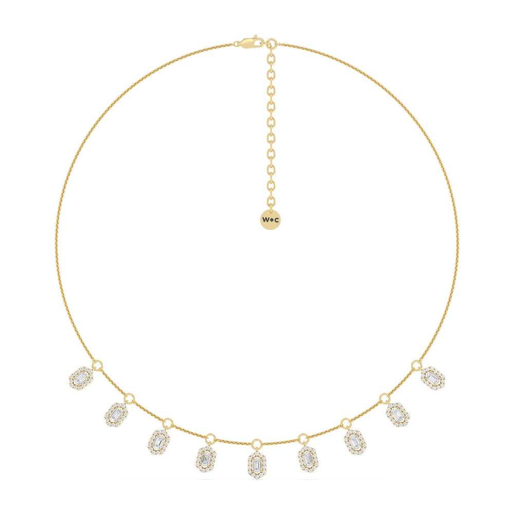 Halo Station Diamond Necklace with 18KT Yellow Gold / Lab / 3 1/4 Cut Diamond in 14KT Yellow Gold / Lab / 3 1/4 view 4
