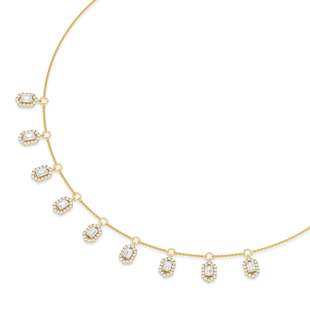 Halo Station Diamond Necklace with 18KT Yellow Gold / Lab / 3 1/4 Cut Diamond in 14KT Yellow Gold / Lab / 3 1/4 view 2
