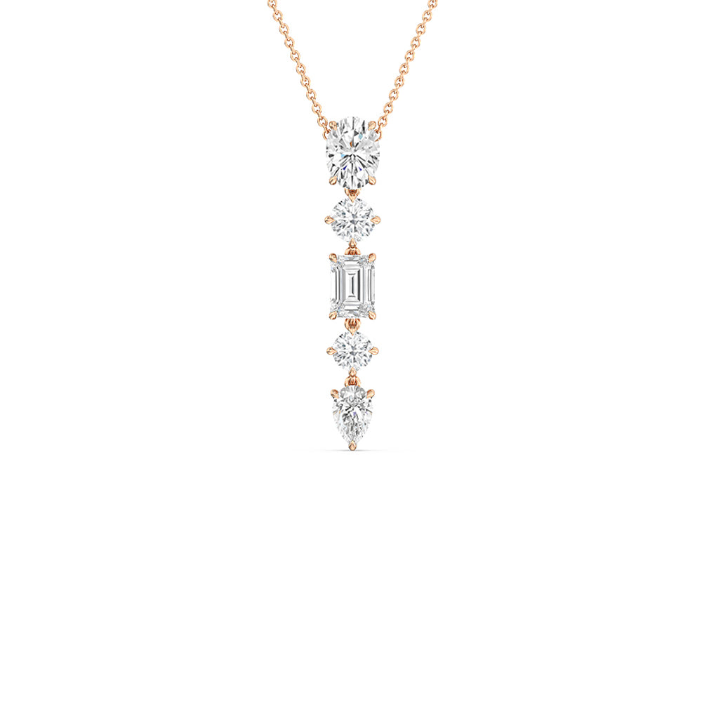 Elegance Fancy Shape Dangler Necklace with 18KT Rose Gold / Lab / 5 1/2 Cut Diamond in 14KT Rose Gold / Lab / 5 1/2 view 1
