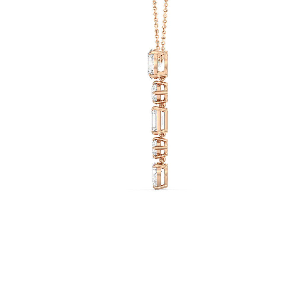 Elegance Fancy Shape Dangler Necklace with 18KT Rose Gold / Lab / 5 1/2 Cut Diamond in 14KT Rose Gold / Lab / 5 1/2 view 2

