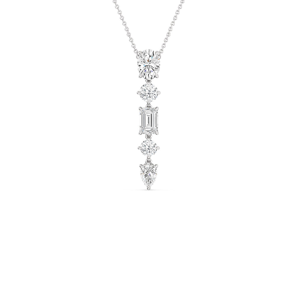 Elegance Fancy Shape Dangler Necklace with 18KT White Gold / Lab / 5 1/2 Cut Diamond in 14KT White Gold / Lab / 5 1/2 view 1
