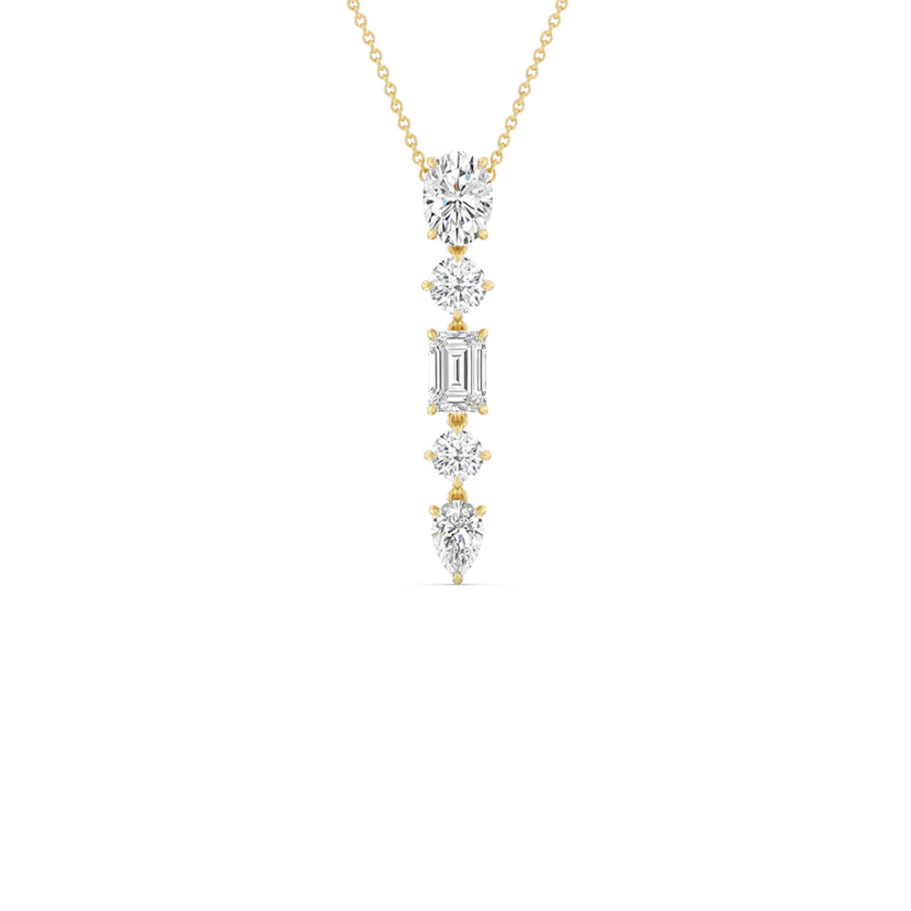 Elegance Fancy Shape Dangler Necklace with 18KT Yellow Gold / Lab / 5 1/2 Cut Diamond in 14KT Yellow Gold / Lab / 5 1/2 view 1
