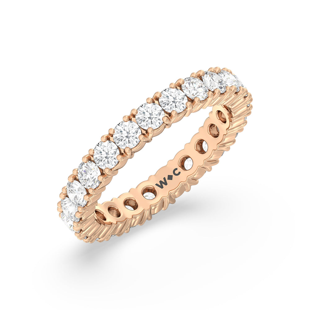 Classic Shared Prong Diamond Eternity Ring with 18KT Rose Gold / Lab / 2 1/5 Cut Diamond in 14KT Rose Gold / Lab / 2 1/5 view 3
