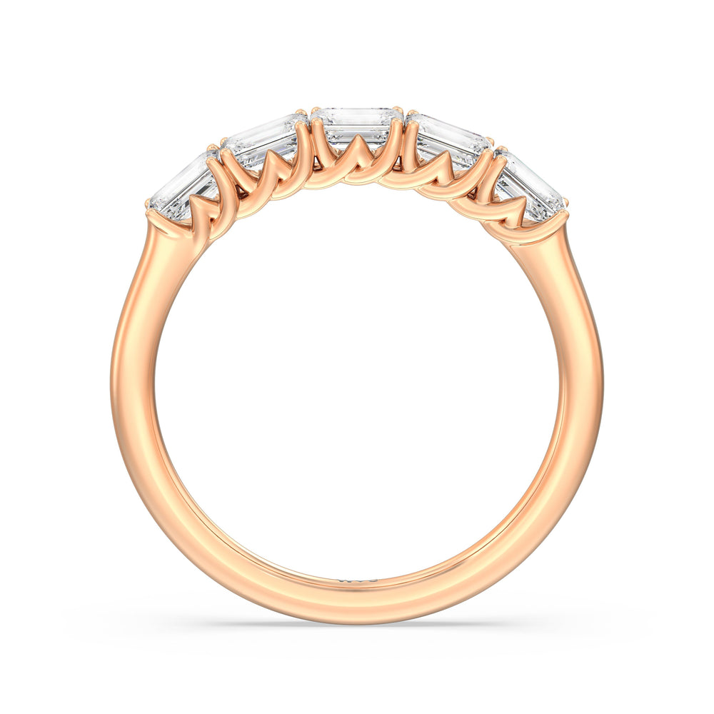 Emerald East-West Modern Trellis Anniversary Ring with  Cut Diamond in 14KT  view 14
