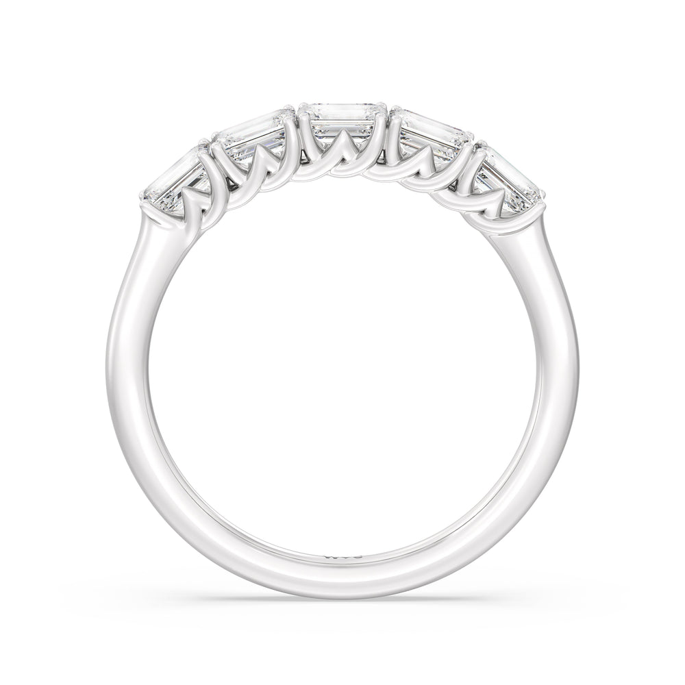 Emerald East-West Modern Trellis Anniversary Ring with  Cut Diamond in 14KT  view 4
