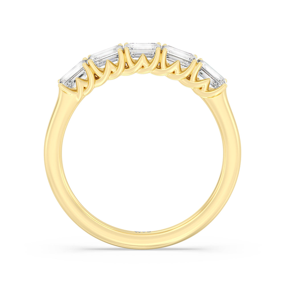 Emerald East-West Modern Trellis Anniversary Ring with  Cut Diamond in 14KT  view 9
