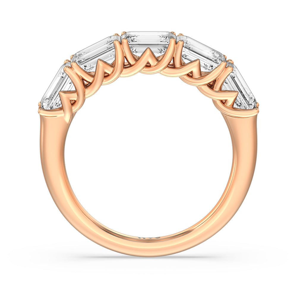 Emerald East-West Modern Trellis Anniversary Ring with 18KT Rose Gold / Lab / 2 Cut Diamond in 14KT Rose Gold / Lab / 2 view 19
