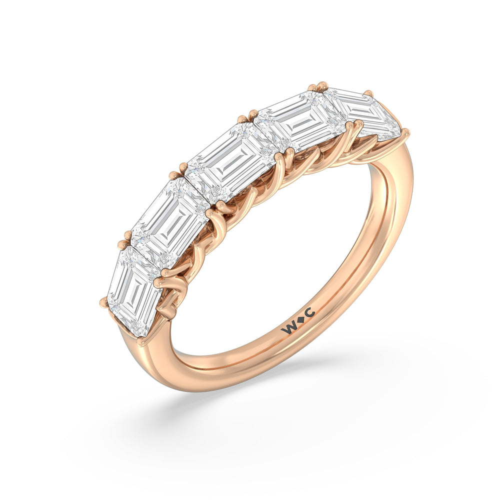 Emerald East-West Modern Trellis Anniversary Ring with 18KT Rose Gold / Lab / 2 Cut Diamond in 14KT Rose Gold / Lab / 2 view 20
