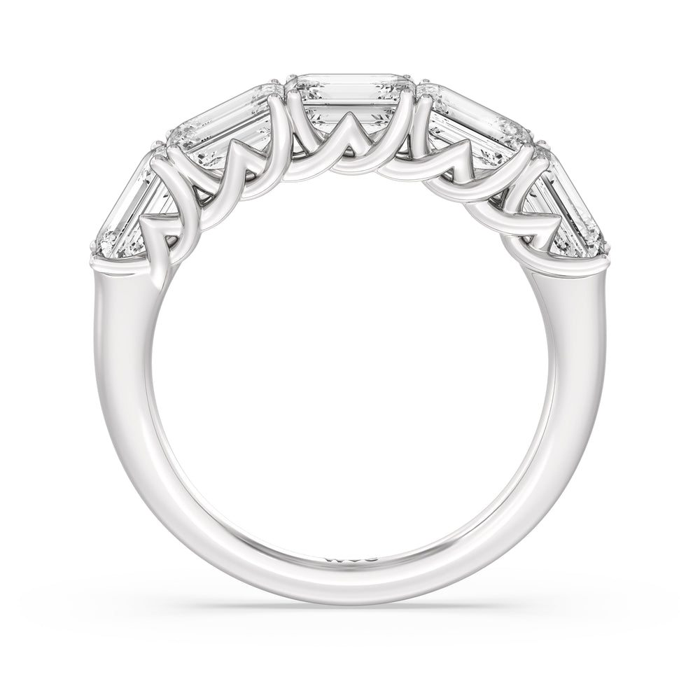 Emerald East-West Modern Trellis Anniversary Ring with 18KT Rose Gold / Lab / 2 Cut Diamond in 14KT Rose Gold / Lab / 2 view 9
