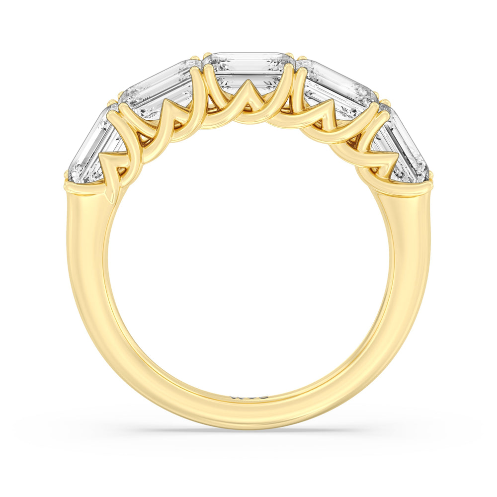 Emerald East-West Modern Trellis Anniversary Ring with 18KT Rose Gold / Lab / 2 Cut Diamond in 14KT Rose Gold / Lab / 2 view 14
