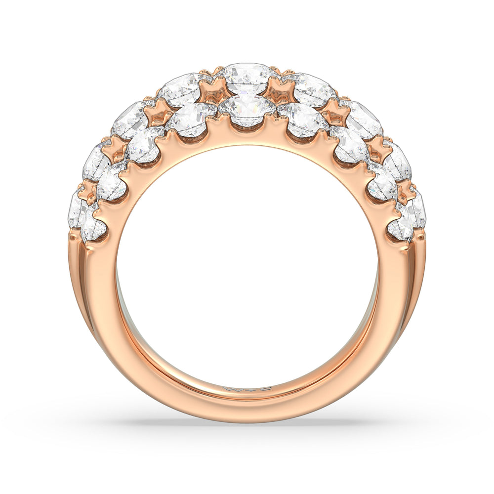 Three Row Modulated Diamond Anniversary Ring with 18KT Rose Gold / Lab / 4 1/5 Cut Diamond in 14KT Rose Gold / Lab / 4 1/5 view 4
