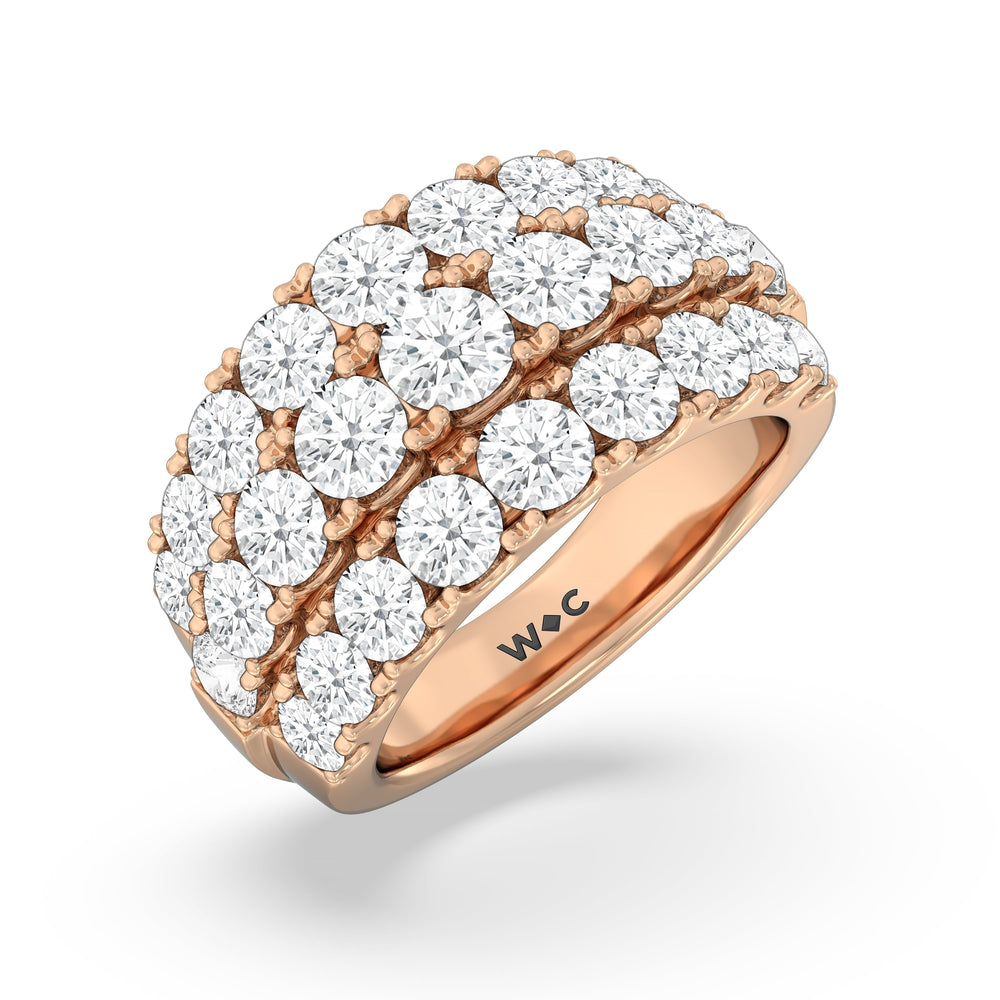 Three Row Modulated Diamond Anniversary Ring with 18KT Rose Gold / Lab / 4 1/5 Cut Diamond in 14KT Rose Gold / Lab / 4 1/5 view 5
