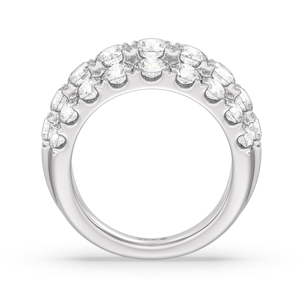 Three Row Modulated Diamond Anniversary Ring with 18KT White Gold / Lab / 4 1/5 Cut Diamond in 14KT White Gold / Lab / 4 1/5 view 4
