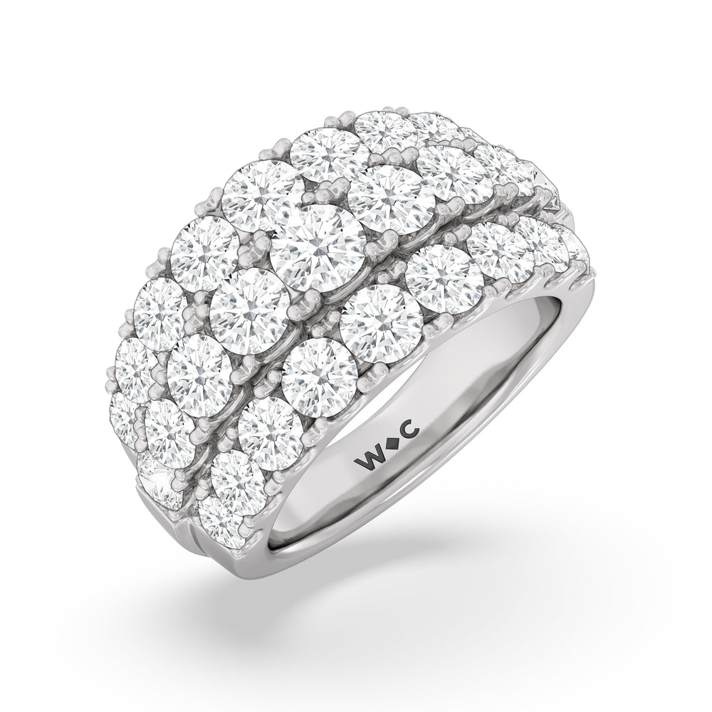 Three Row Modulated Diamond Anniversary Ring with 18KT White Gold / Lab / 4 1/5 Cut Diamond in 14KT White Gold / Lab / 4 1/5 view 5
