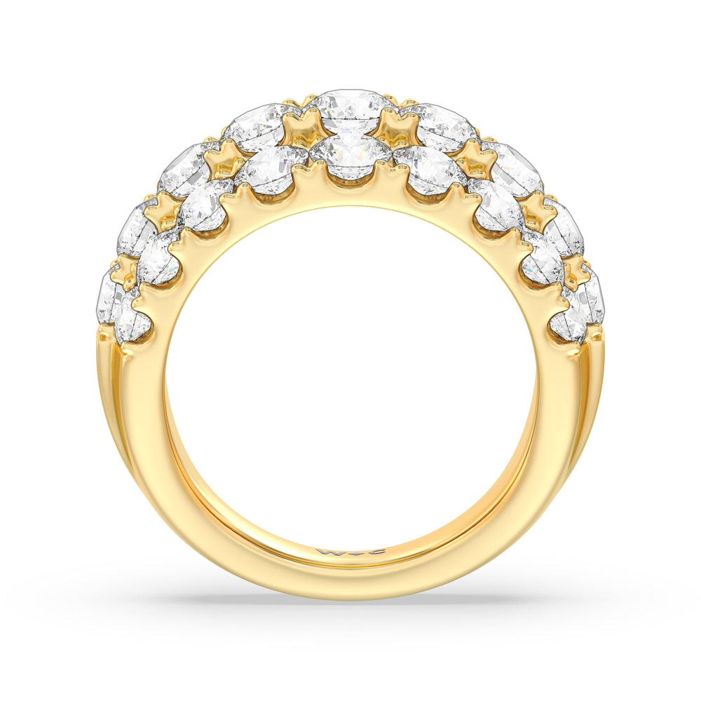 Three Row Modulated Diamond Anniversary Ring with 18KT Yellow Gold / Lab / 4 1/5 Cut Diamond in 14KT Yellow Gold / Lab / 4 1/5 view 4
