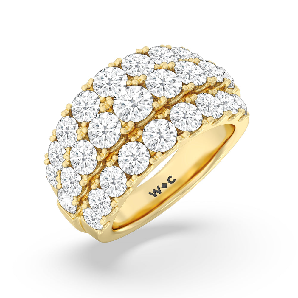 Three Row Modulated Diamond Anniversary Ring with 18KT Yellow Gold / Lab / 4 1/5 Cut Diamond in 14KT Yellow Gold / Lab / 4 1/5 view 5
