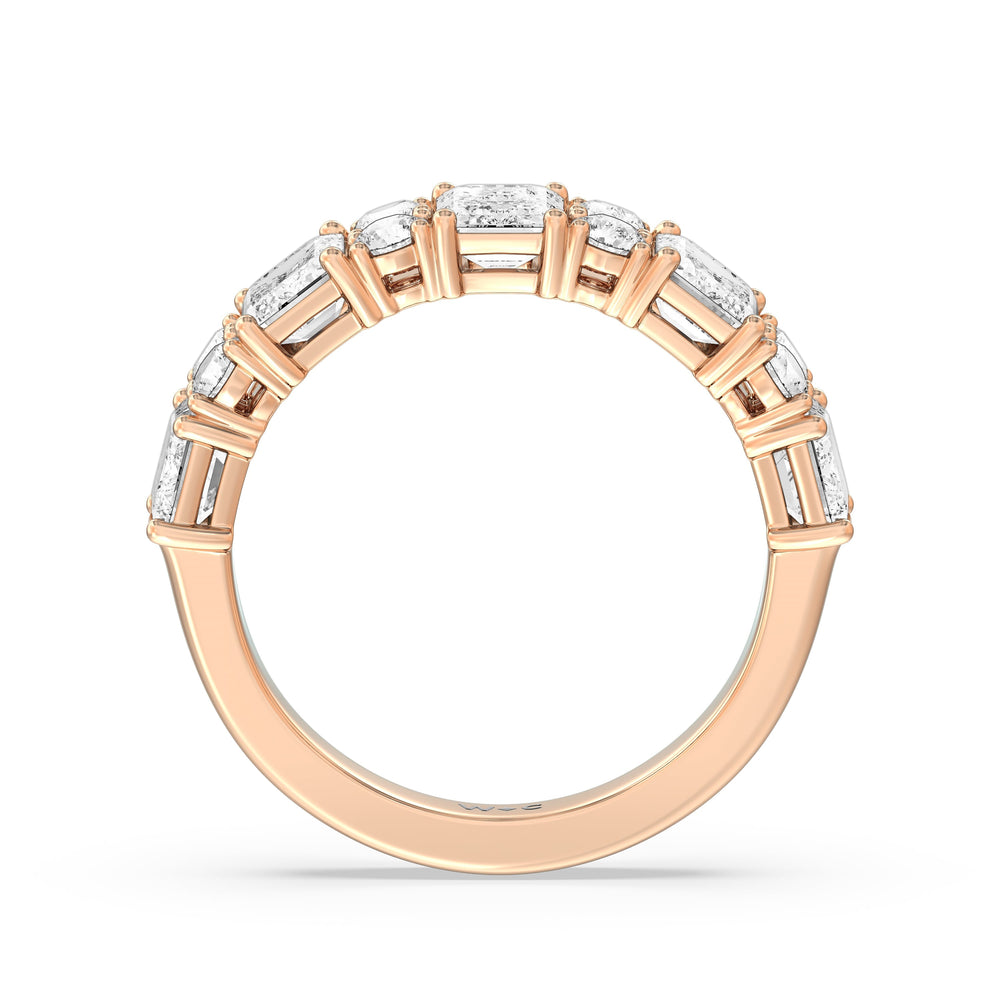 Emerald Station Anniversary Ring with 18KT Rose Gold / Lab / 3 Cut Diamond in 14KT Rose Gold / Lab / 3 view 4
