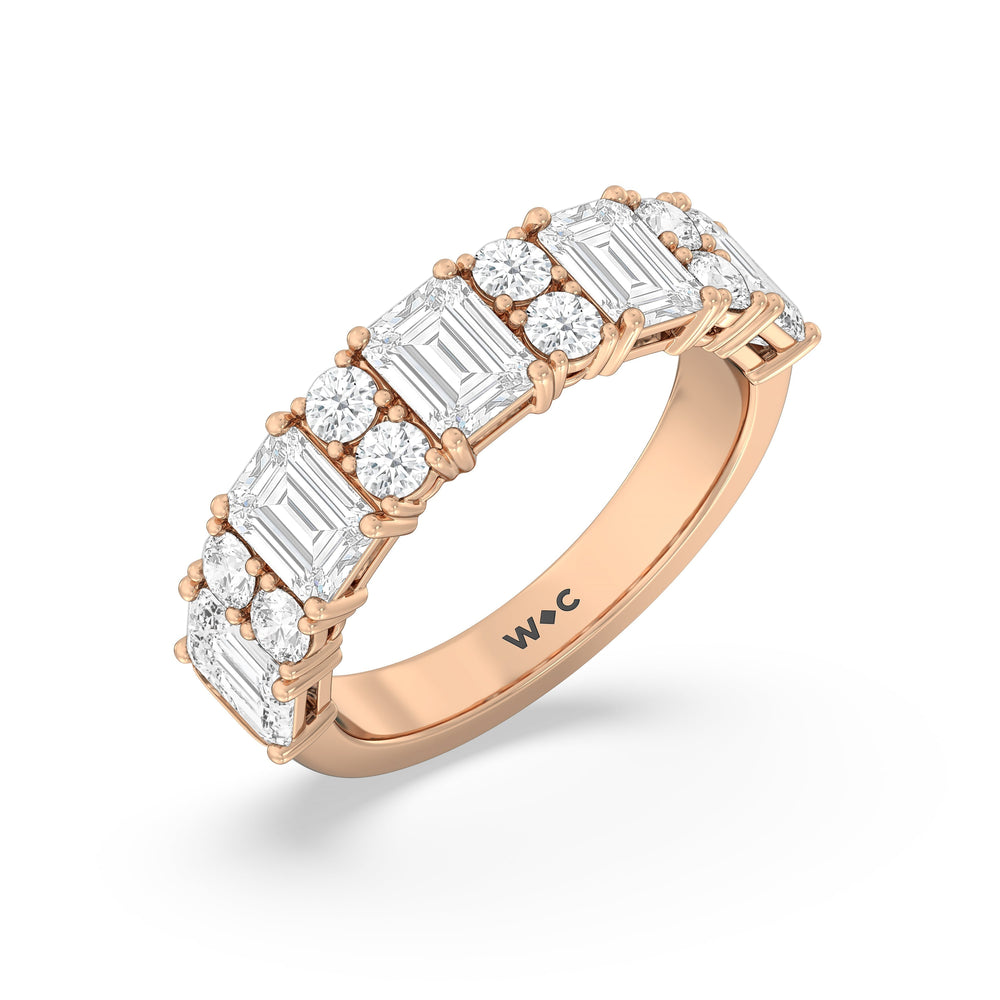 Emerald Station Anniversary Ring with 18KT Rose Gold / Lab / 3 Cut Diamond in 14KT Rose Gold / Lab / 3 view 5

