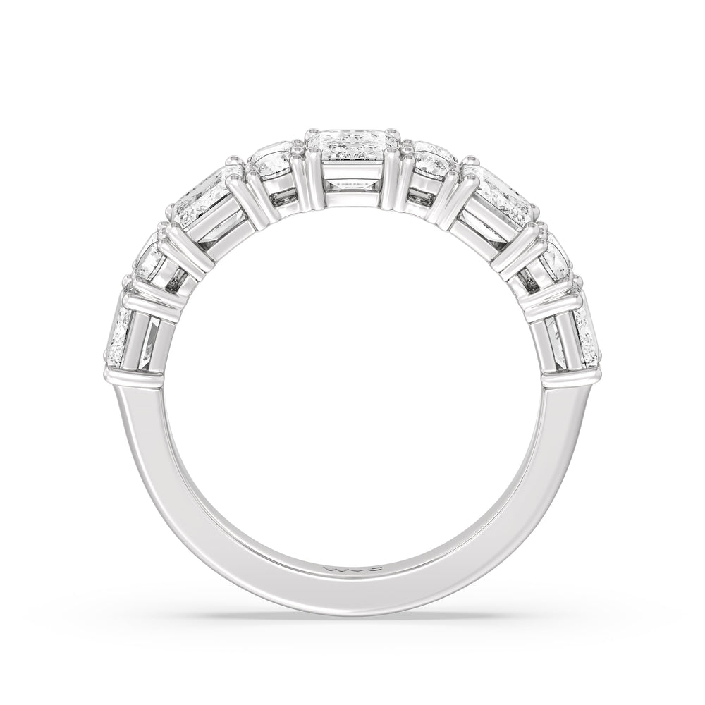 Emerald Station Anniversary Ring with 18KT White Gold / Lab / 3 Cut Diamond in 14KT White Gold / Lab / 3 view 4
