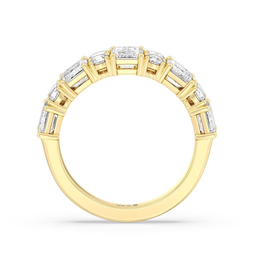 Emerald Station Anniversary Ring with 18KT Yellow Gold / Lab / 3 Cut Diamond in 14KT Yellow Gold / Lab / 3 view 4
