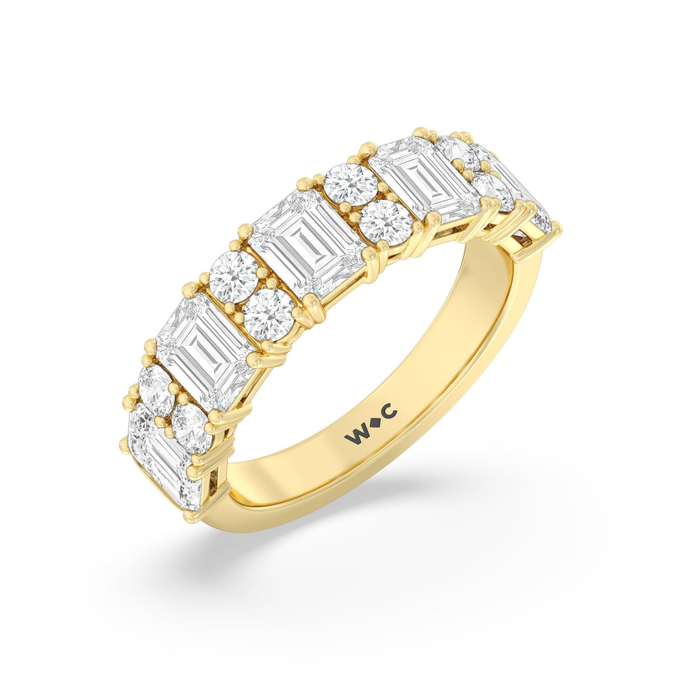 Emerald Station Anniversary Ring with 18KT Yellow Gold / Lab / 3 Cut Diamond in 14KT Yellow Gold / Lab / 3 view 5
