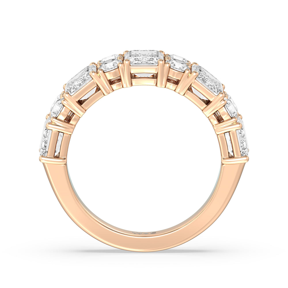 Emerald Station Anniversary Ring with 18KT Rose Gold / Lab / 4 Cut Diamond in 14KT Rose Gold / Lab / 4 view 4
