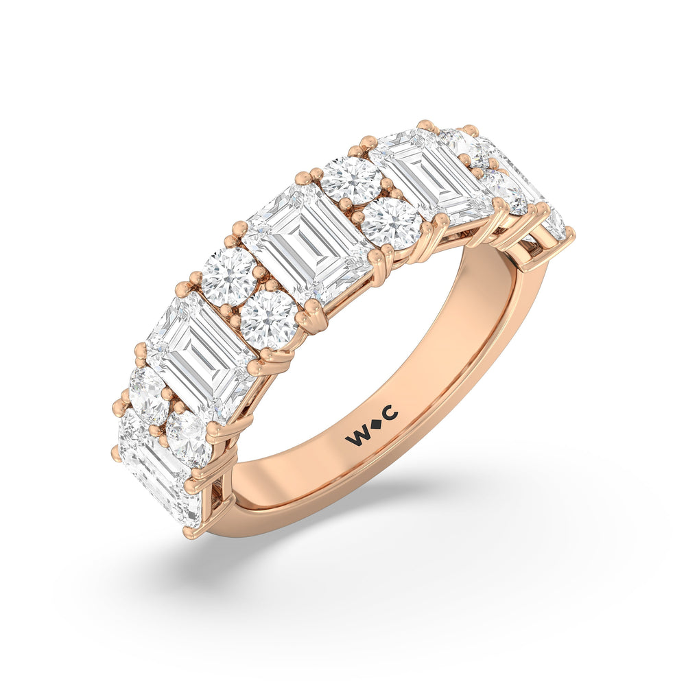 Emerald Station Anniversary Ring with 18KT Rose Gold / Lab / 4 Cut Diamond in 14KT Rose Gold / Lab / 4 view 5
