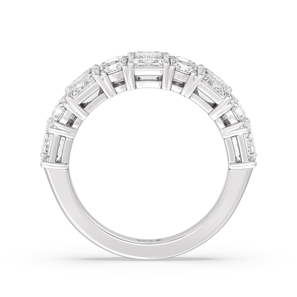 Emerald Station Anniversary Ring with 18KT White Gold / Lab / 4 Cut Diamond in 14KT White Gold / Lab / 4 view 4
