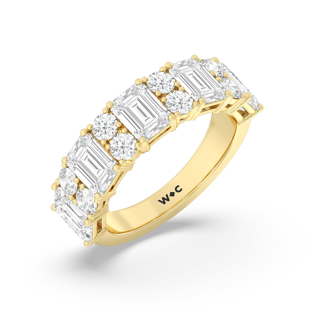 Emerald Station Anniversary Ring with 18KT Yellow Gold / Lab / 4 Cut Diamond in 14KT Yellow Gold / Lab / 4 view 5
