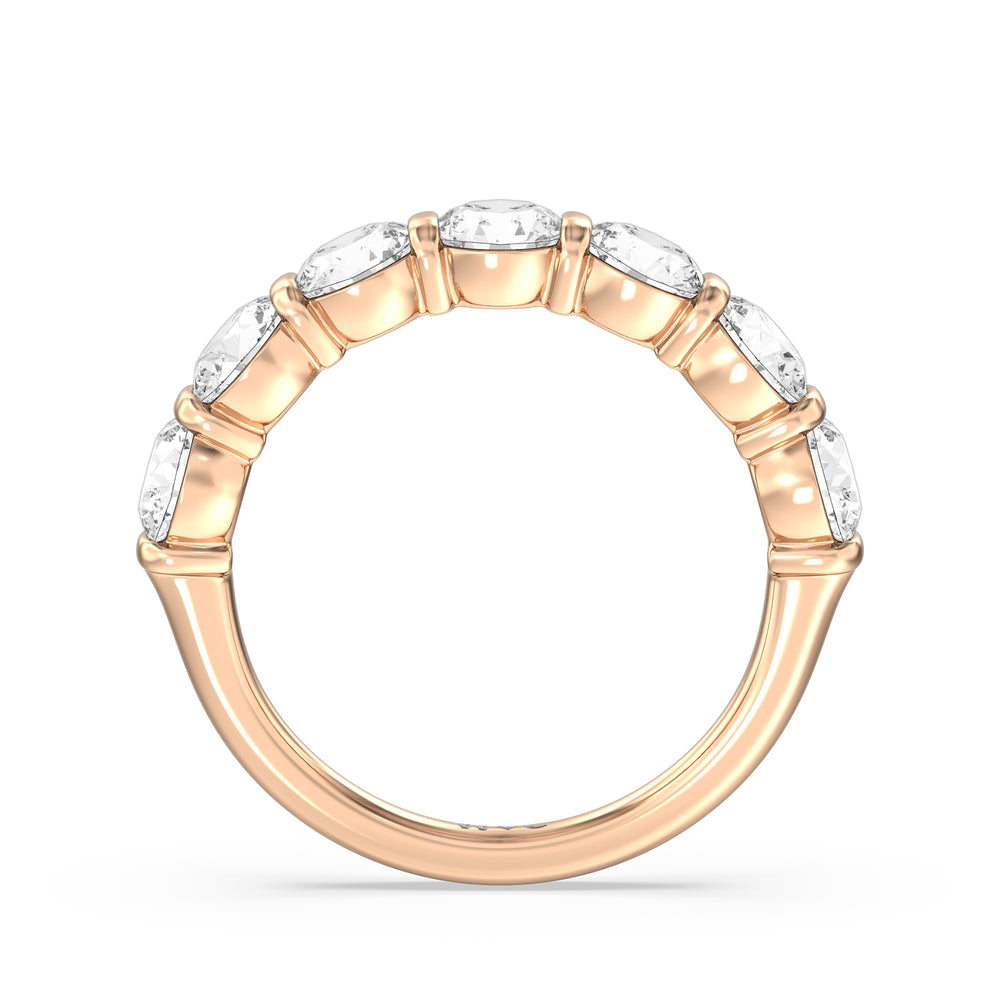 Bar Set Round diamond Anniversary Ring with 18KT Rose Gold / Lab / 2 1/2 Cut Diamond in 14KT Rose Gold / Lab / 2 1/2 view 4
