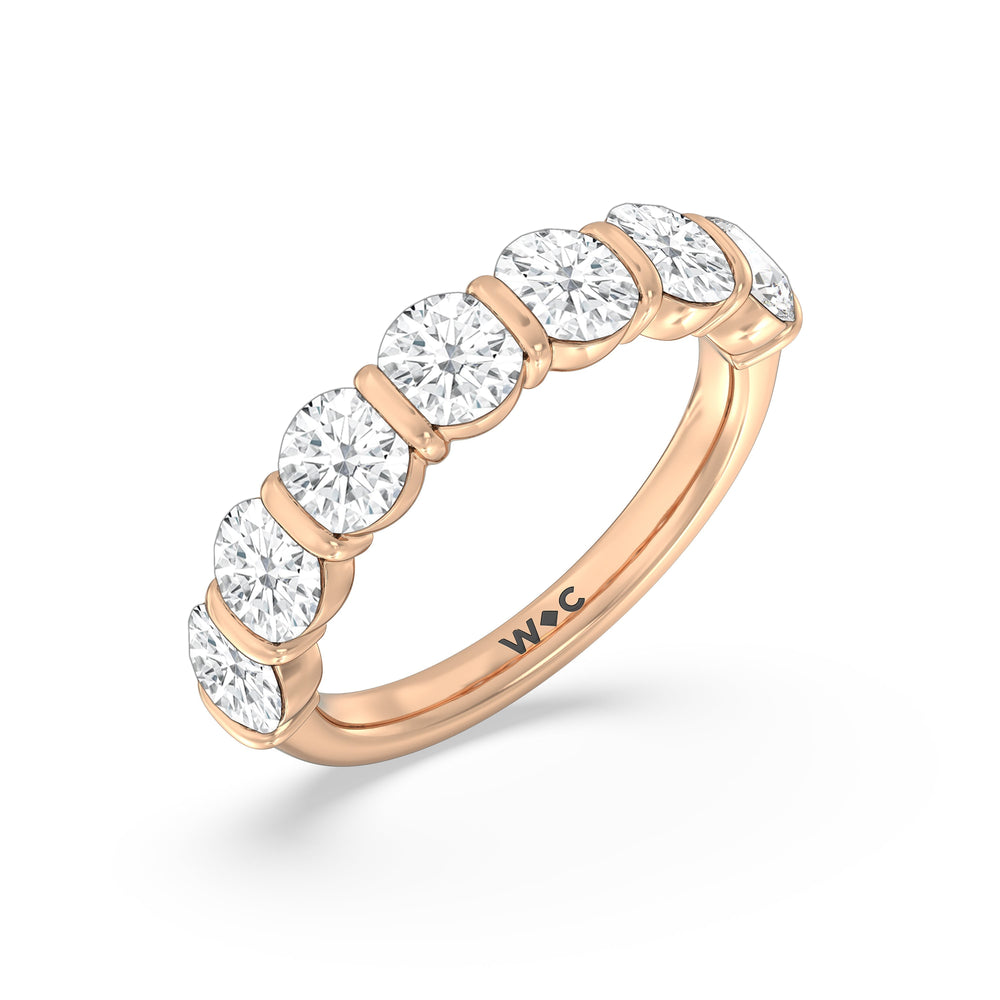 Bar Set Round diamond Anniversary Ring with 18KT Rose Gold / Lab / 2 1/2 Cut Diamond in 14KT Rose Gold / Lab / 2 1/2 view 5
